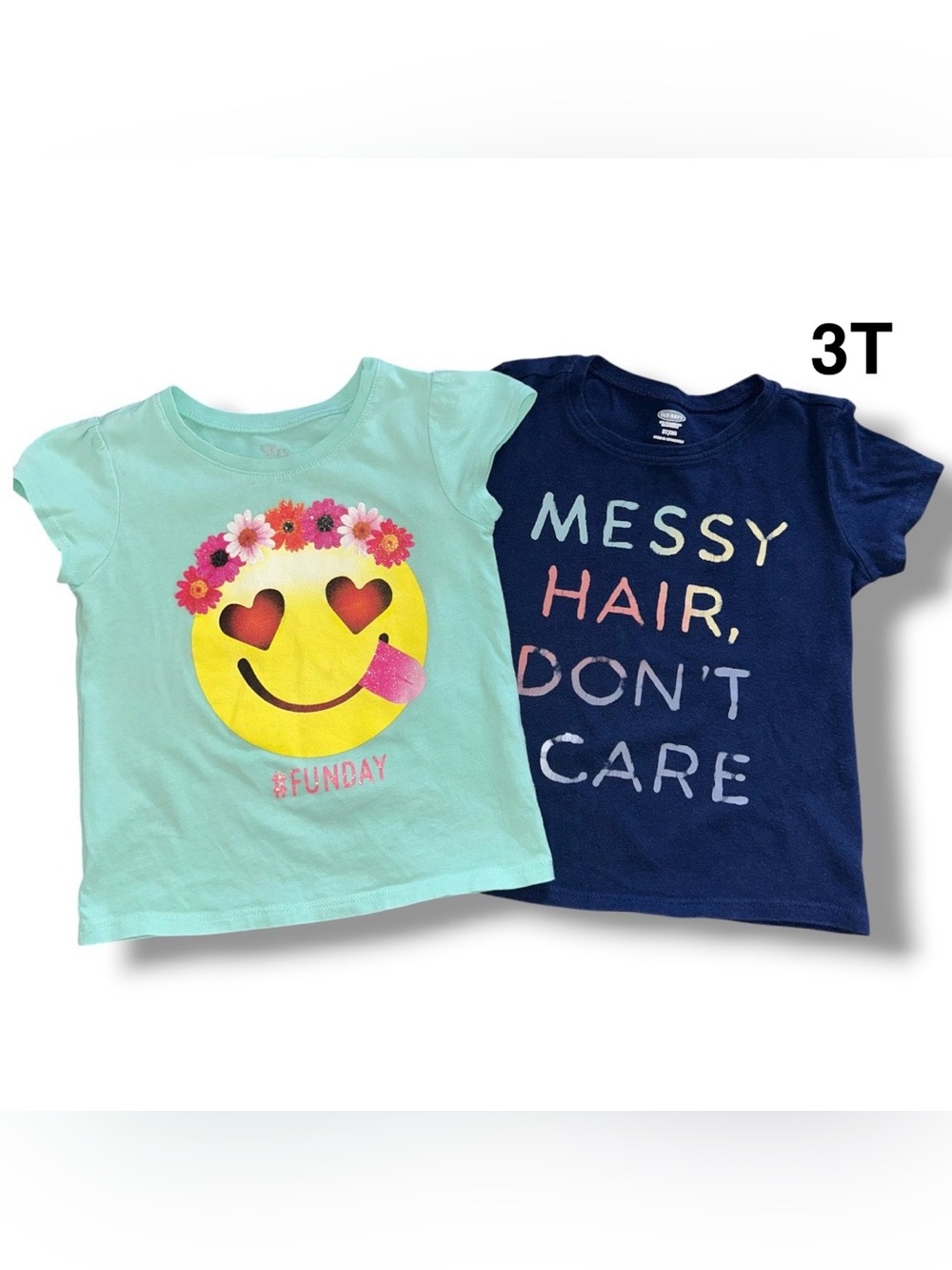 Old Navy Mint & Navy Girls Short Sleeve Emoji - Graphic Shirts Size 3T
